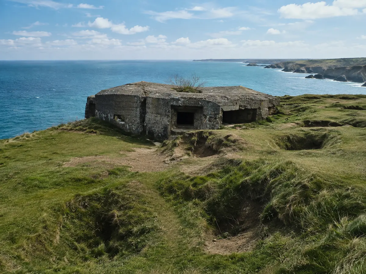 Bomb craters and German casemates at Pointe du Hoc